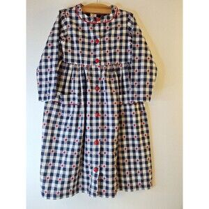 Vtg COPPER KEY Apple Plaid Dress Girls Sz 6 Button Down Pockets 90's School Farm